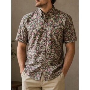 Tango by Max Raab Mens Floral Button Down Shirt Vintage Cotton Made in USA XL